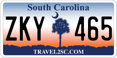 SC license plate ZKY465