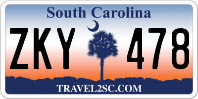 SC license plate ZKY478