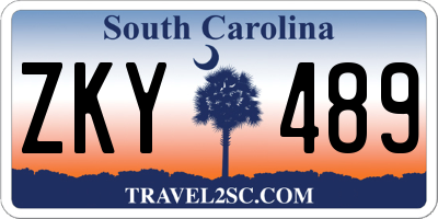SC license plate ZKY489