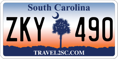 SC license plate ZKY490