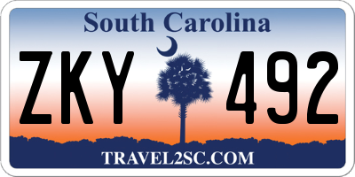 SC license plate ZKY492