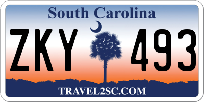 SC license plate ZKY493