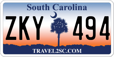 SC license plate ZKY494