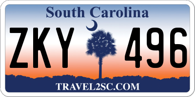 SC license plate ZKY496