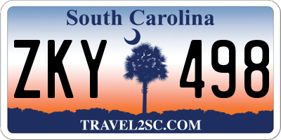 SC license plate ZKY498