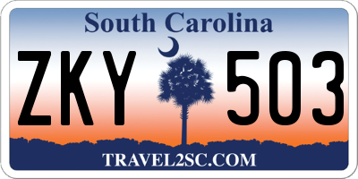 SC license plate ZKY503