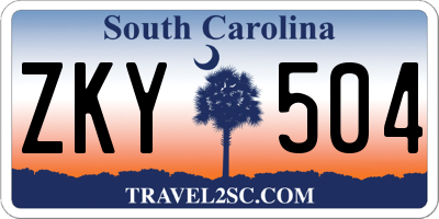 SC license plate ZKY504