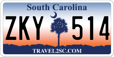 SC license plate ZKY514