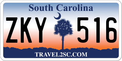SC license plate ZKY516