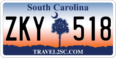 SC license plate ZKY518