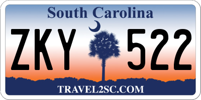 SC license plate ZKY522