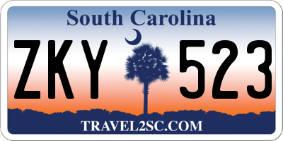 SC license plate ZKY523