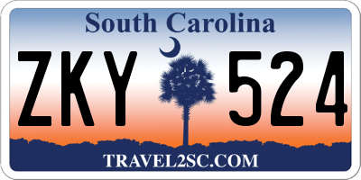 SC license plate ZKY524
