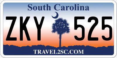 SC license plate ZKY525