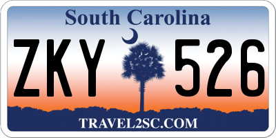 SC license plate ZKY526