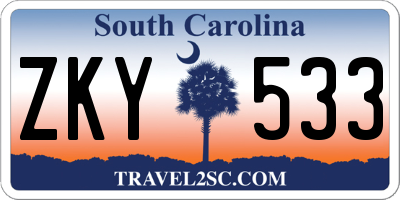 SC license plate ZKY533