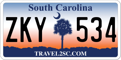 SC license plate ZKY534