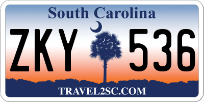 SC license plate ZKY536