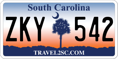 SC license plate ZKY542