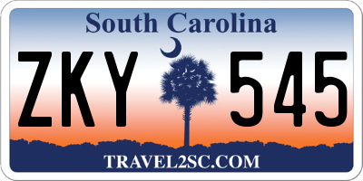 SC license plate ZKY545