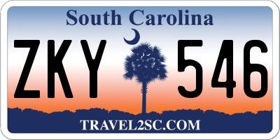 SC license plate ZKY546