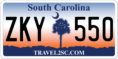 SC license plate ZKY550