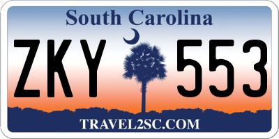 SC license plate ZKY553