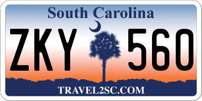 SC license plate ZKY560