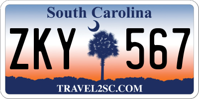 SC license plate ZKY567