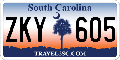 SC license plate ZKY605