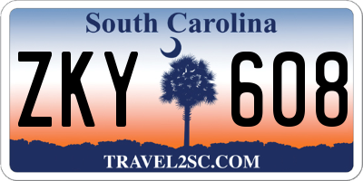 SC license plate ZKY608