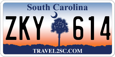 SC license plate ZKY614