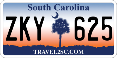 SC license plate ZKY625