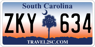 SC license plate ZKY634