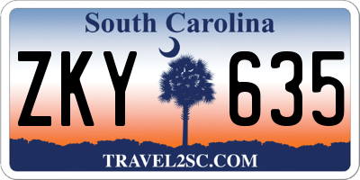 SC license plate ZKY635