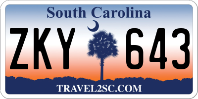 SC license plate ZKY643