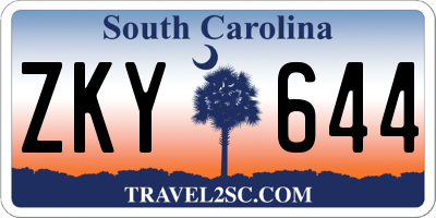 SC license plate ZKY644