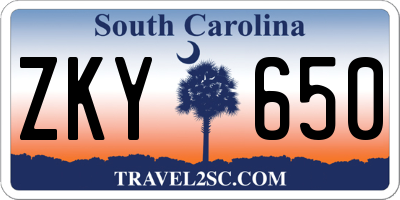SC license plate ZKY650