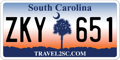 SC license plate ZKY651