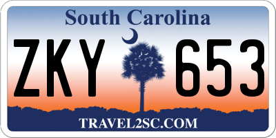 SC license plate ZKY653