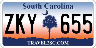 SC license plate ZKY655