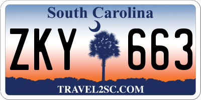 SC license plate ZKY663