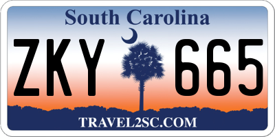 SC license plate ZKY665