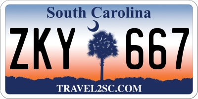 SC license plate ZKY667