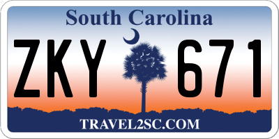 SC license plate ZKY671