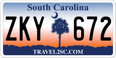 SC license plate ZKY672
