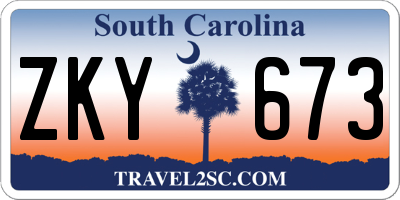 SC license plate ZKY673