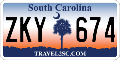 SC license plate ZKY674