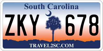 SC license plate ZKY678