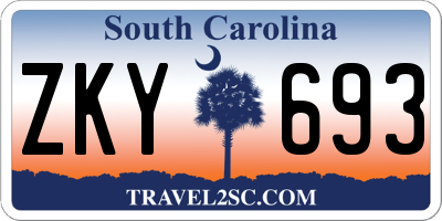 SC license plate ZKY693